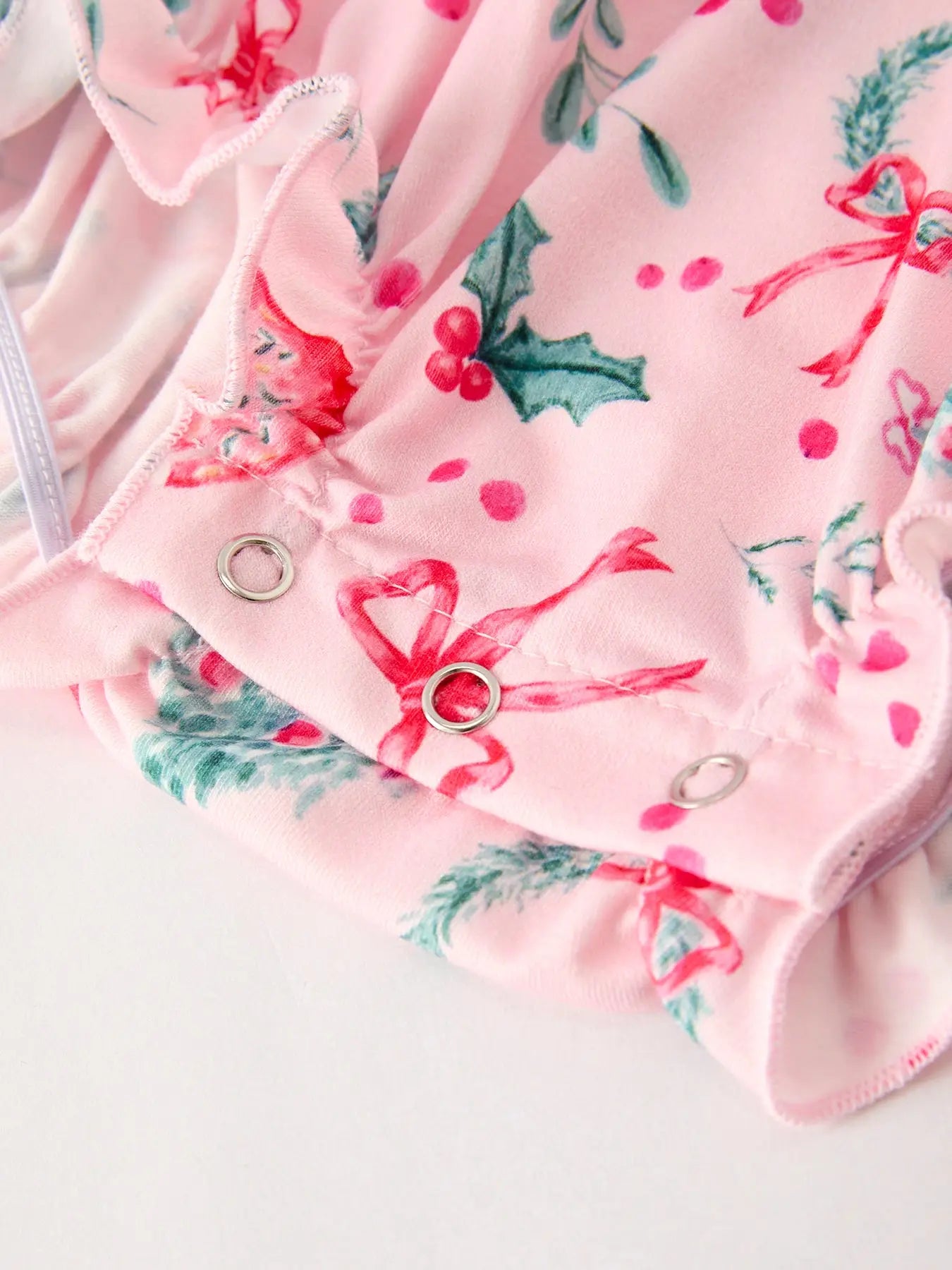 Colorful Christmas Embroidered Smock Romper