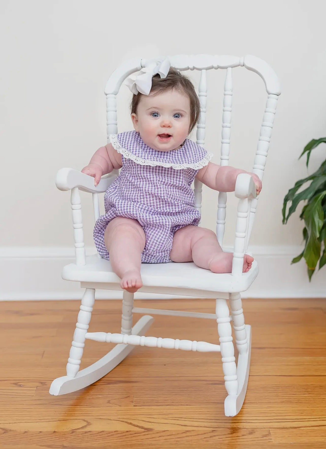 Purple Gingham Baby Bubble Romper