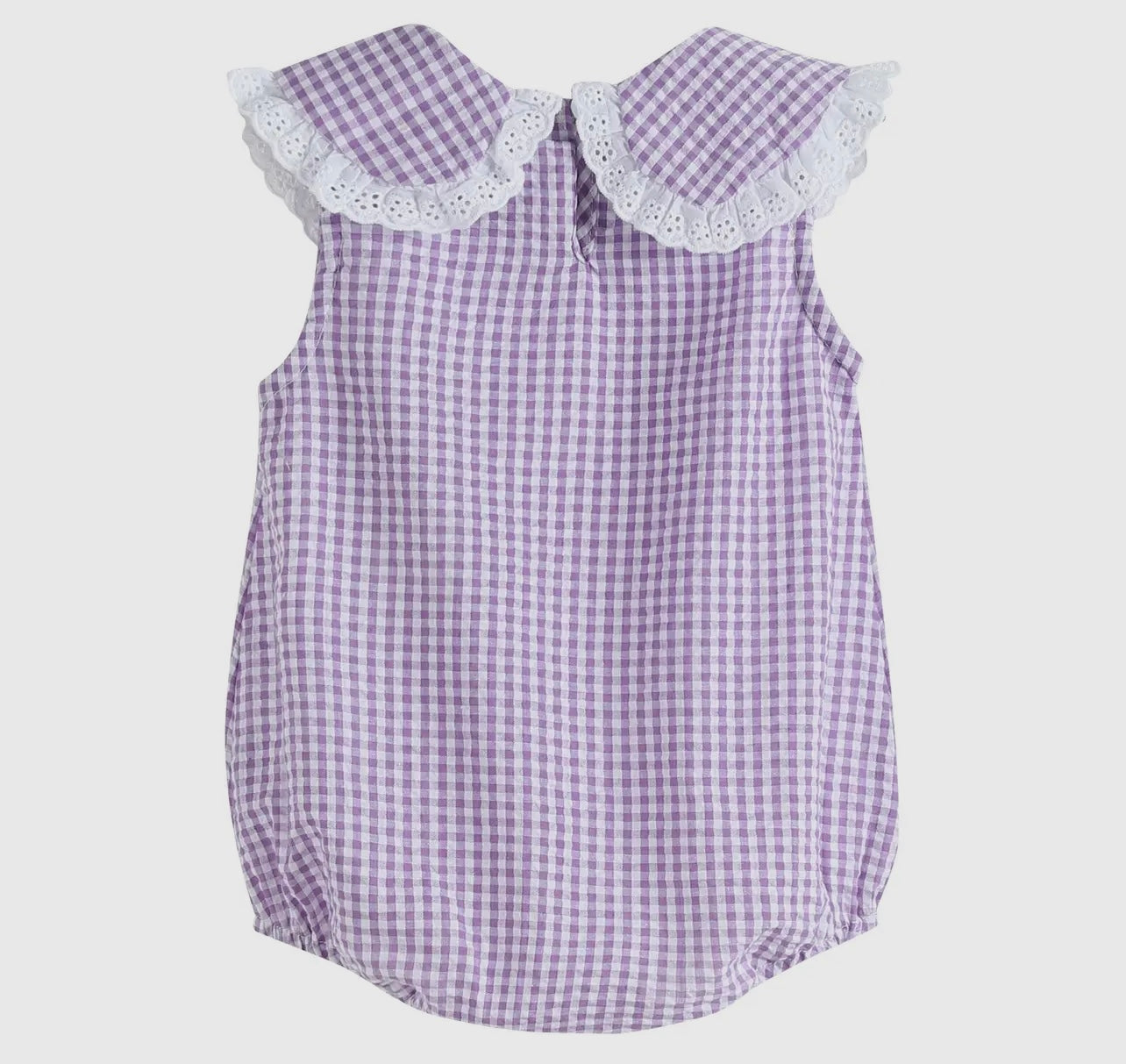 Purple Gingham Baby Bubble Romper