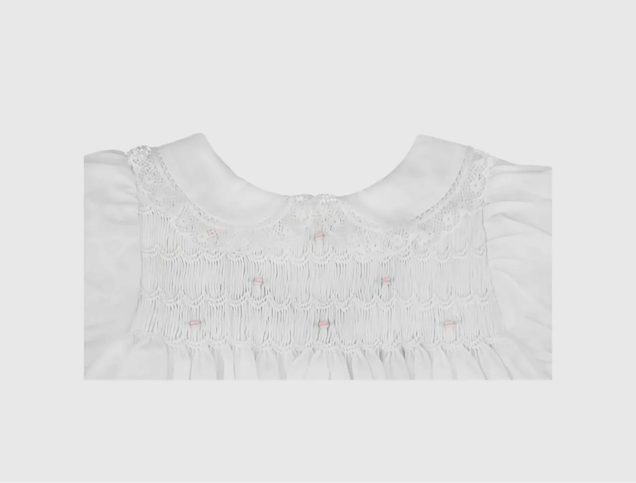 White Smocked Dress with Lace