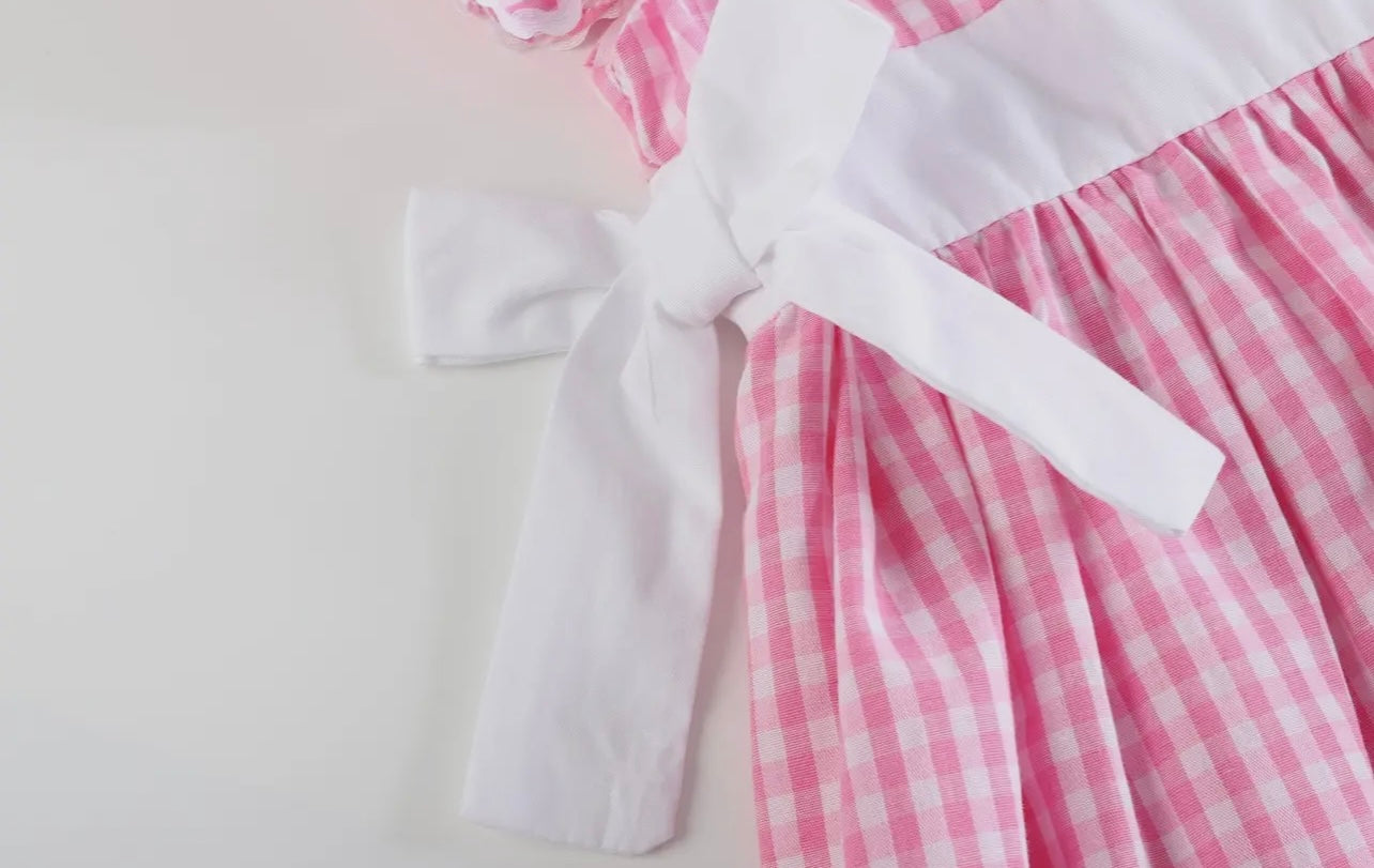Pink Gingham A-Line Dress