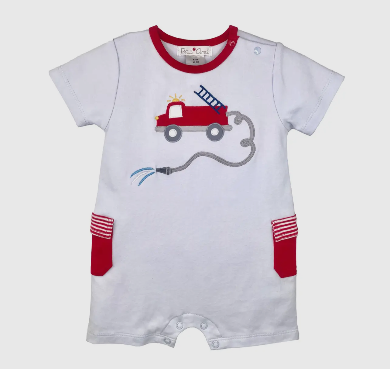 Fire Truck Knit Romper
