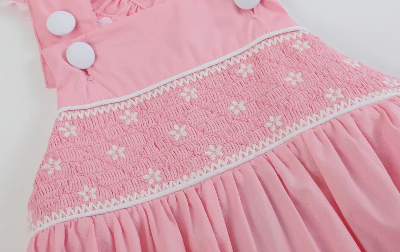 Pink & white ruffle romper