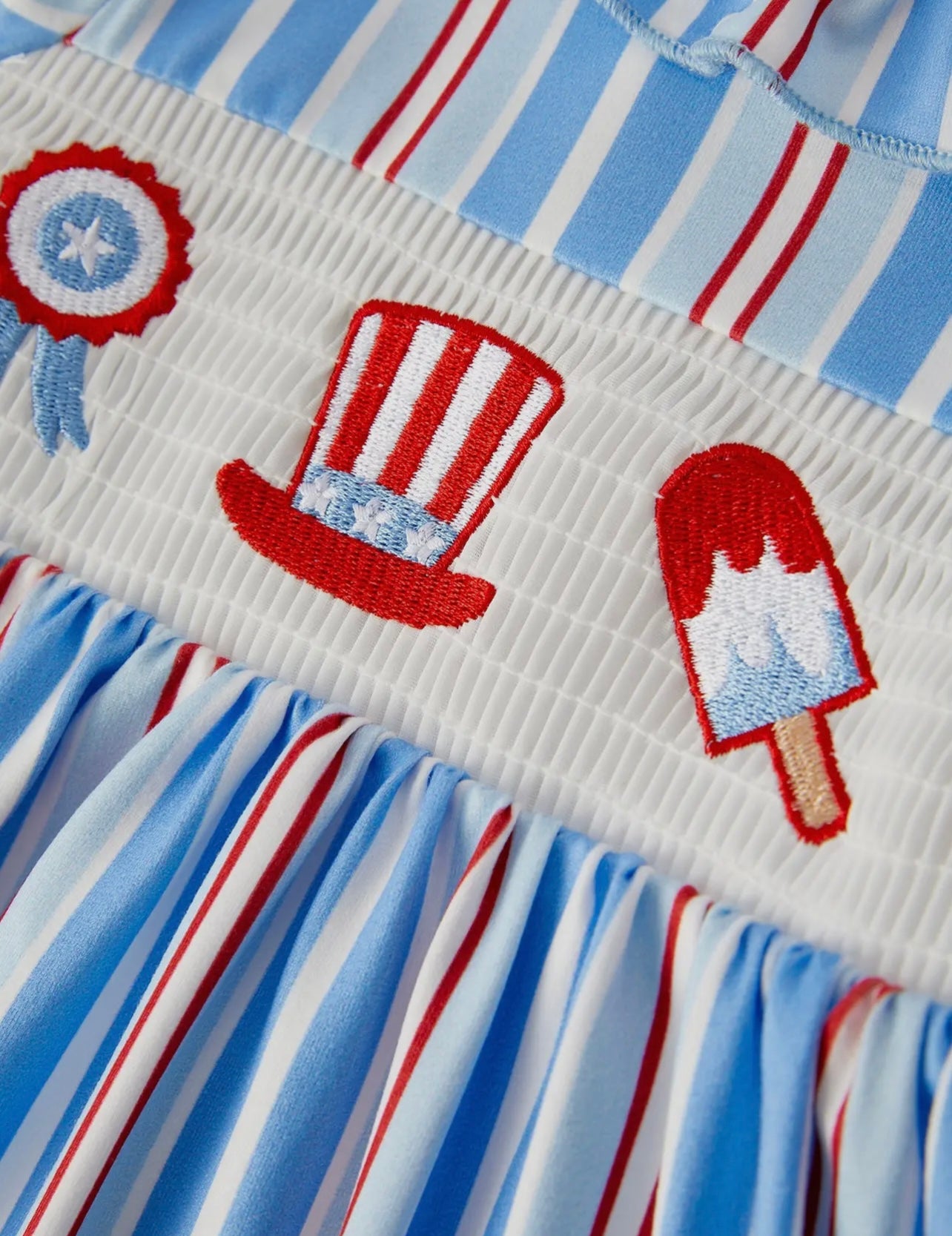 4th of July Girls Embroidered Set