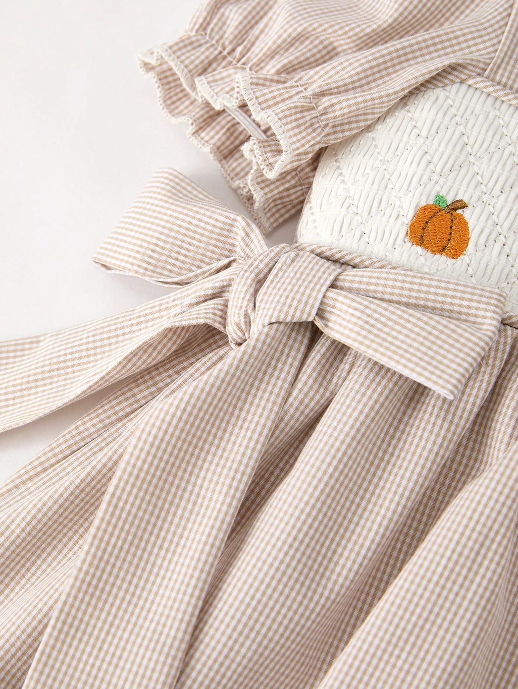 Pumpkin Embroidery Smock Dress
