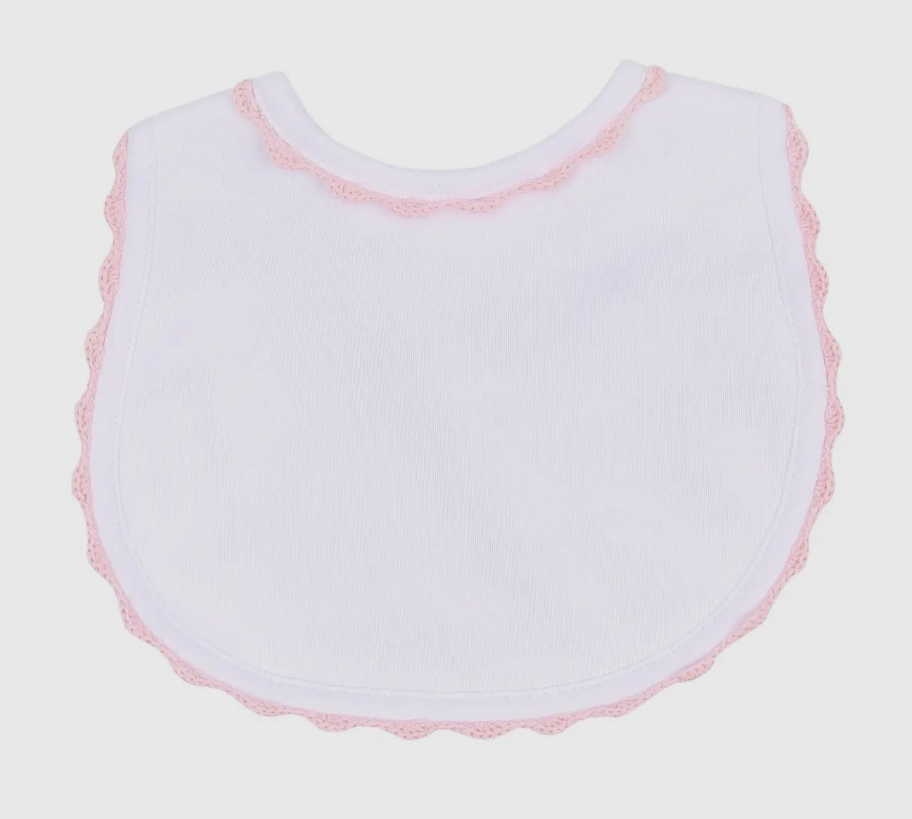 Baby Millie Bib with Pink Crochet Trim