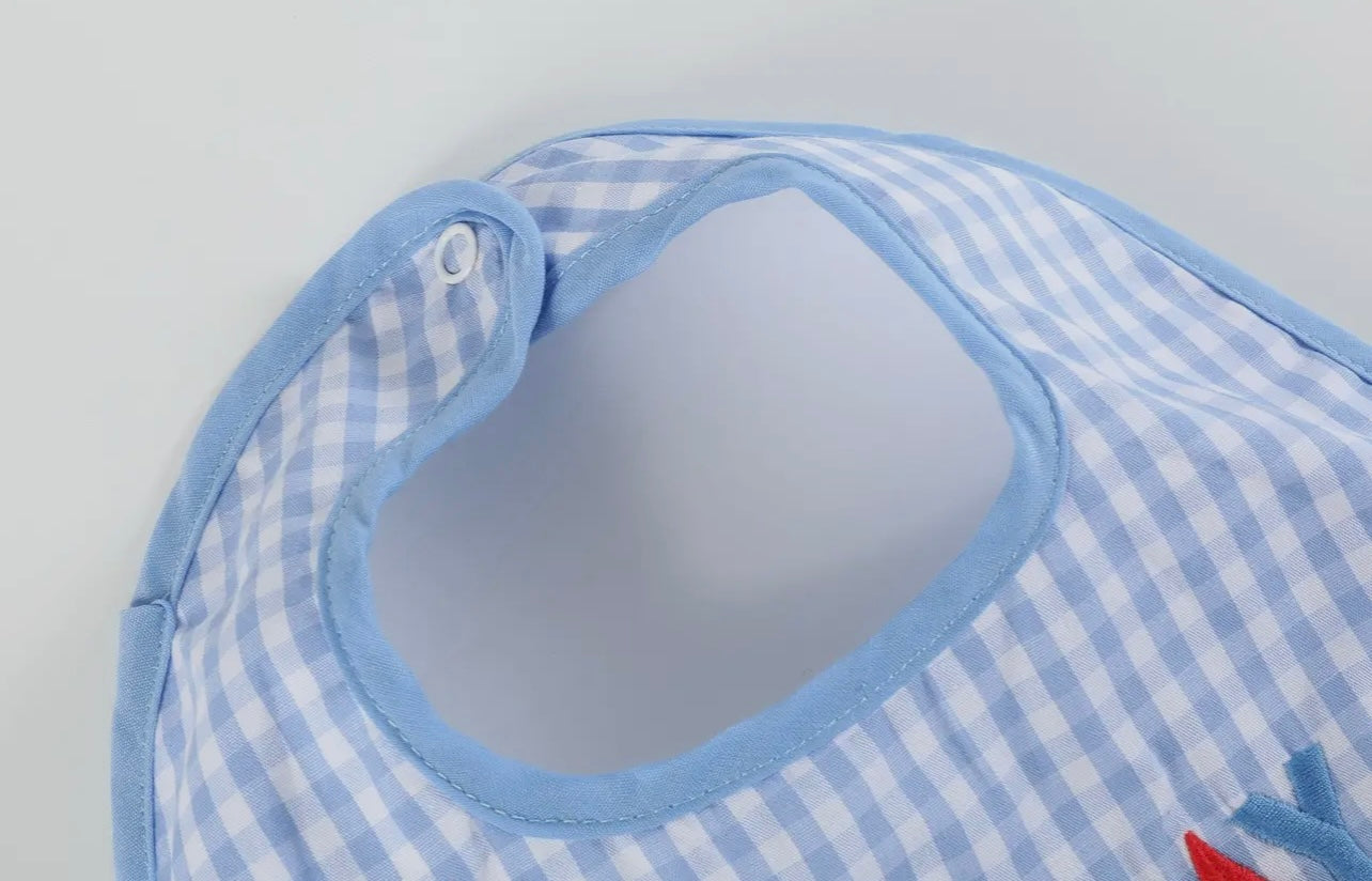 Blue Gingham "Birthday Boy" Bib