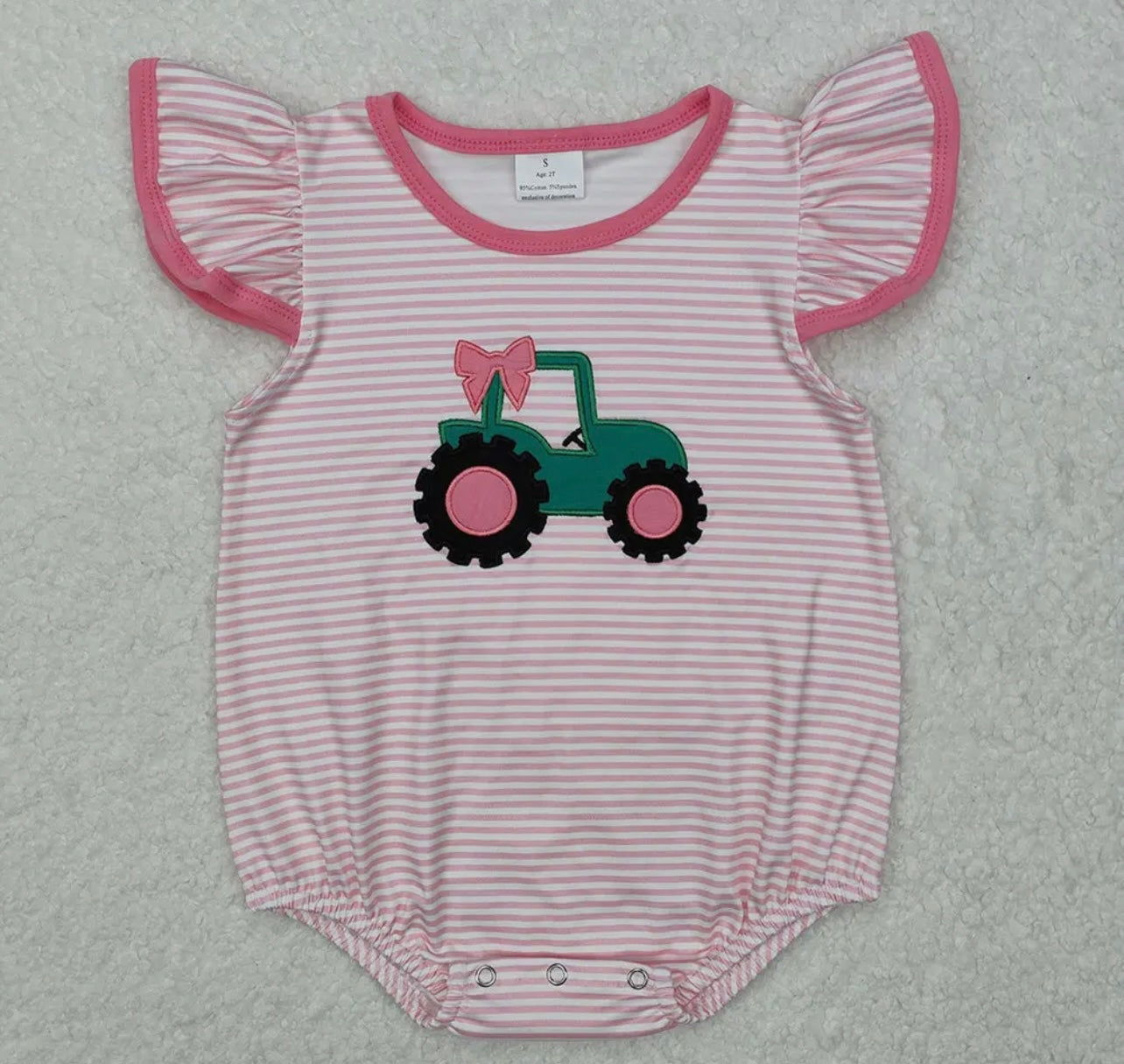 Pink Tractor Romper