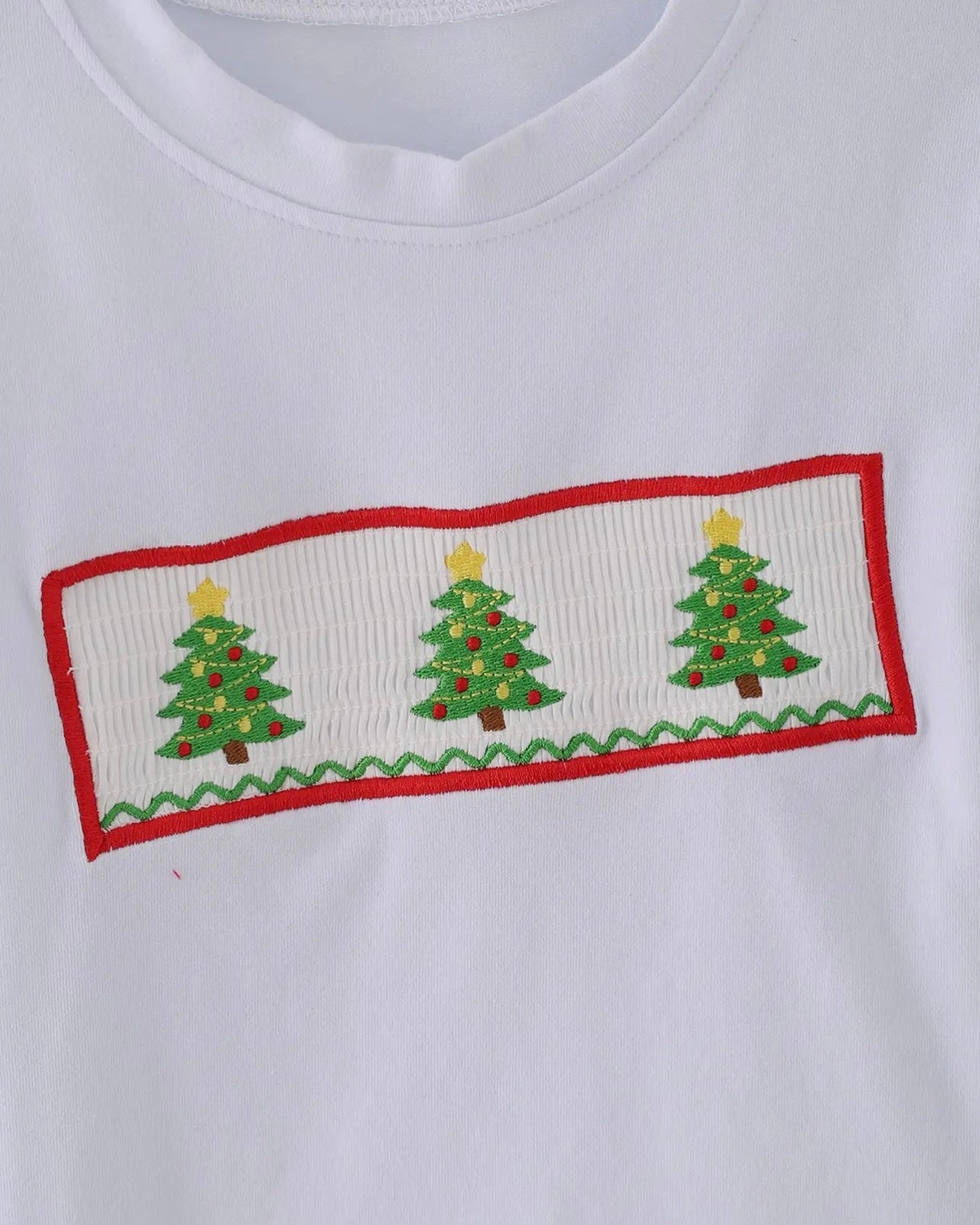 Christmas Tree Smocking Embroidered Pants Set