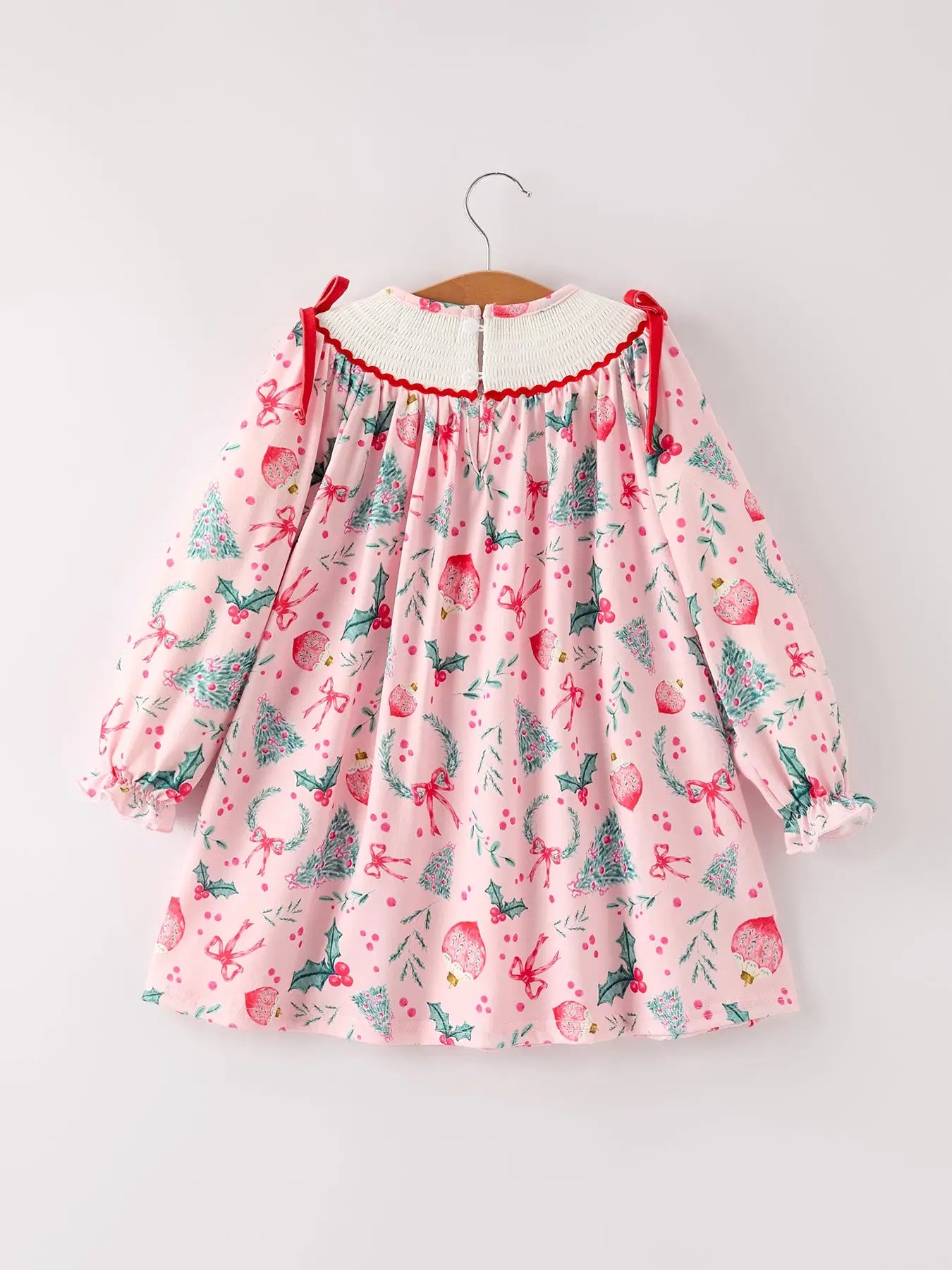 Colorful Christmas Embroidered Smock Dress