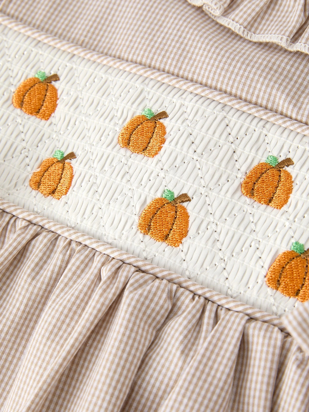 Pumpkin Embroidery Smock Dress