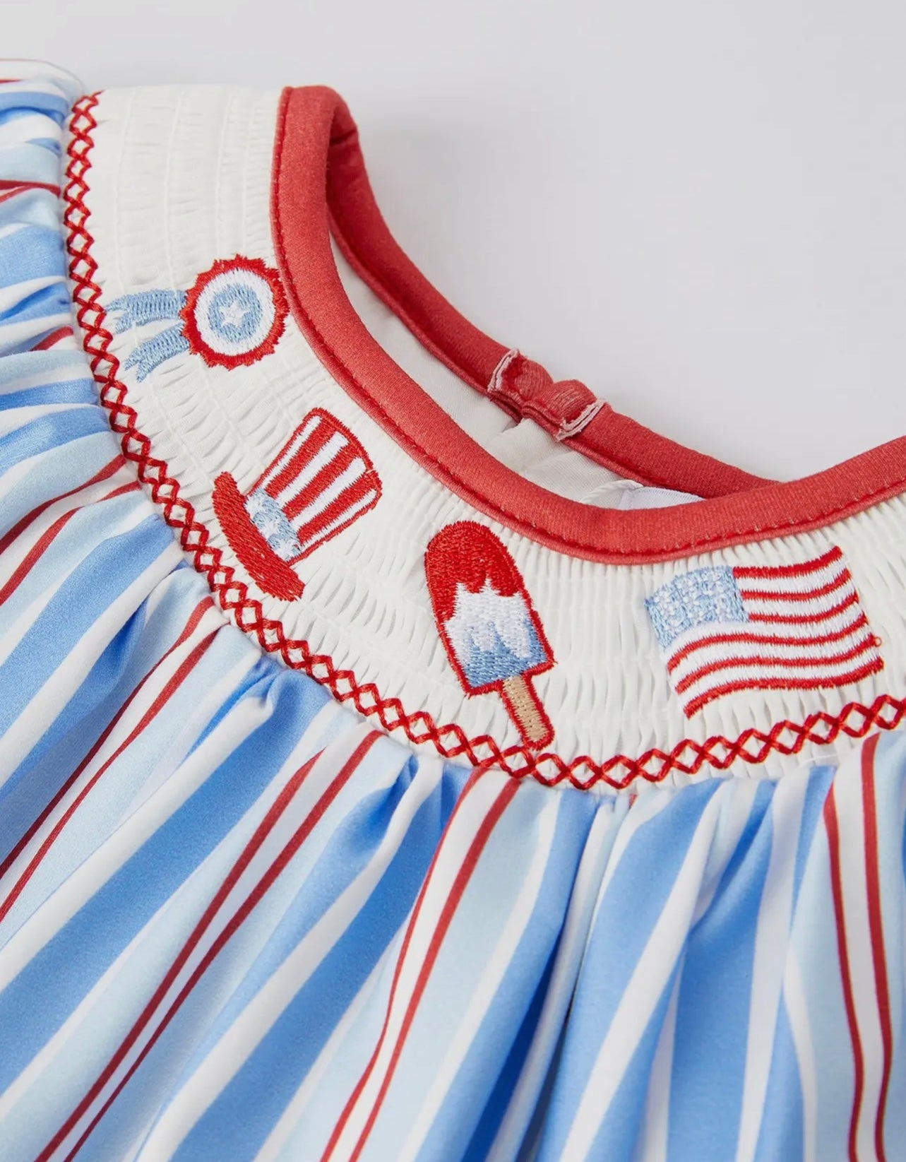 4th of July Embroidered Romper