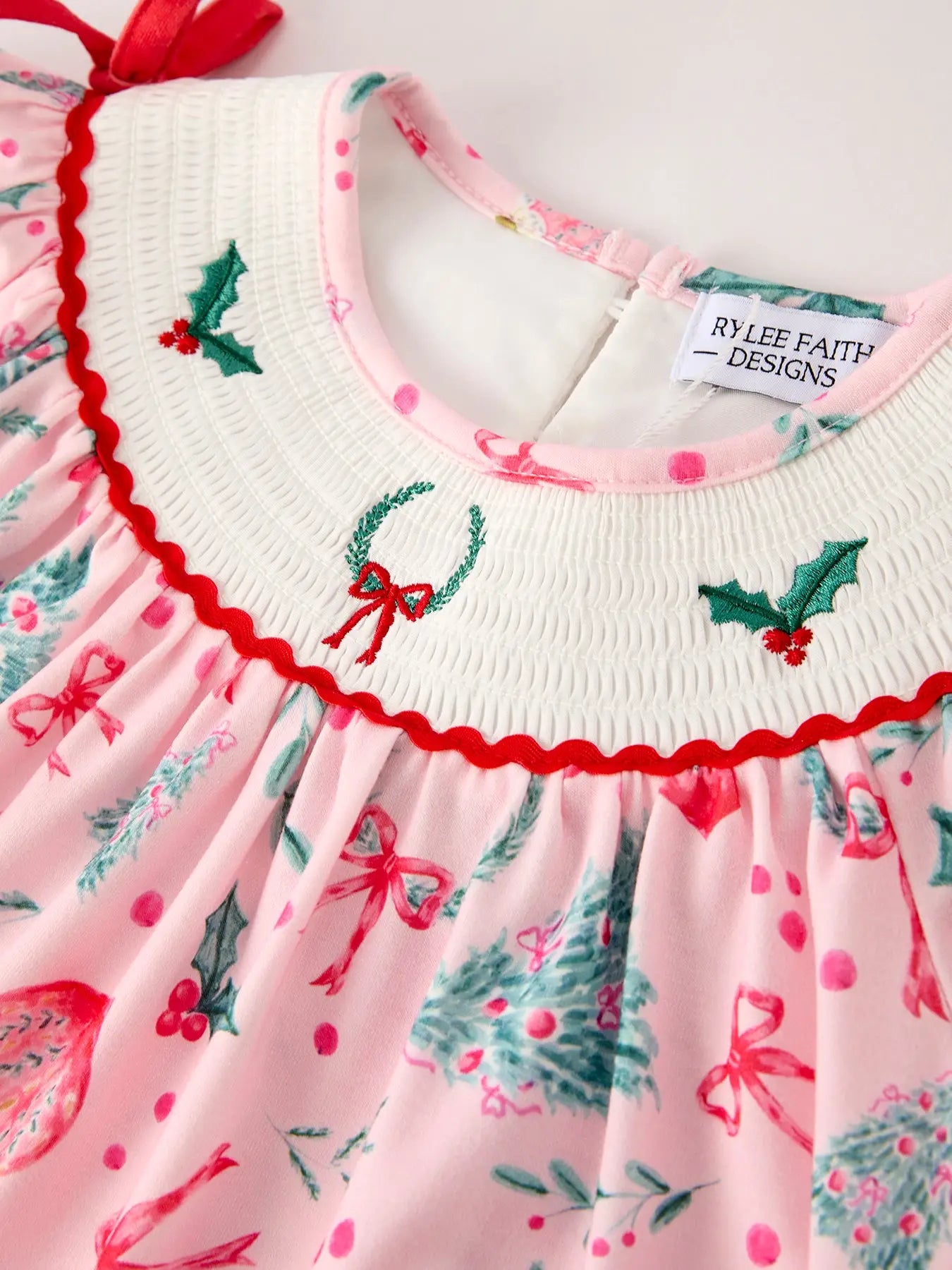 Colorful Christmas Embroidered Smock Dress
