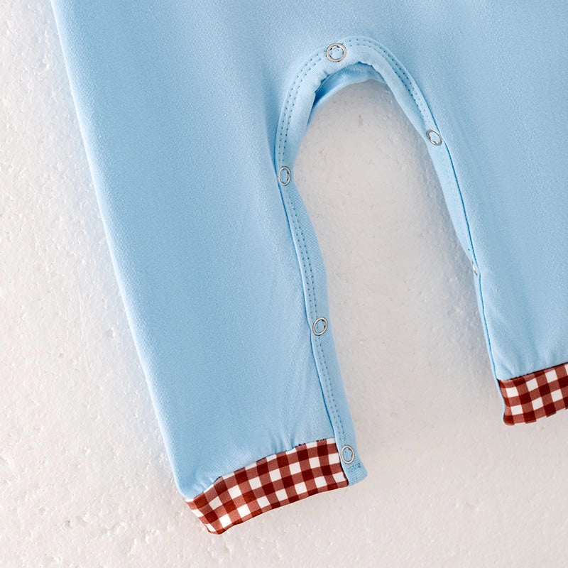 Blue Football Smocked Romper