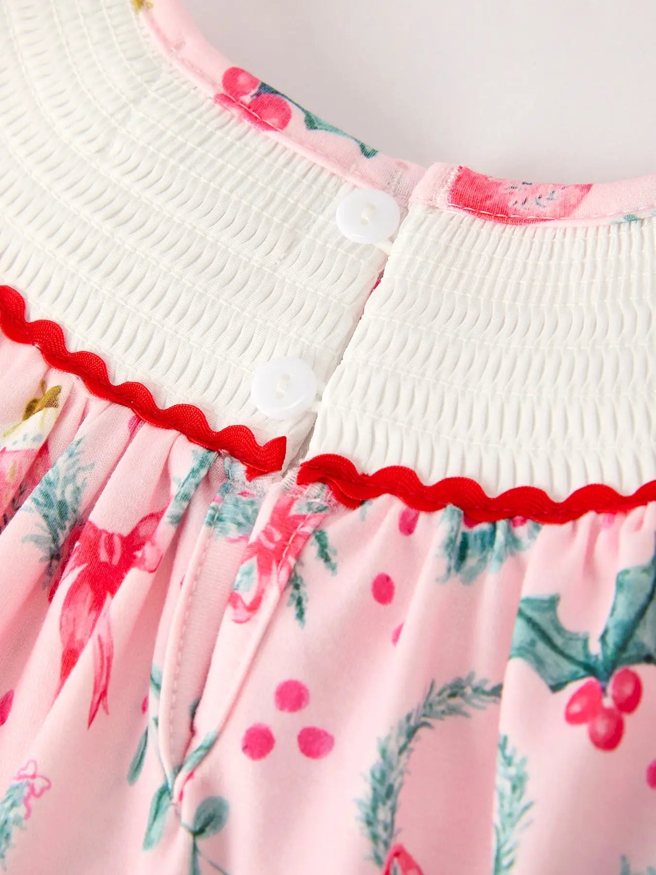 Colorful Christmas Embroidered Smock Dress