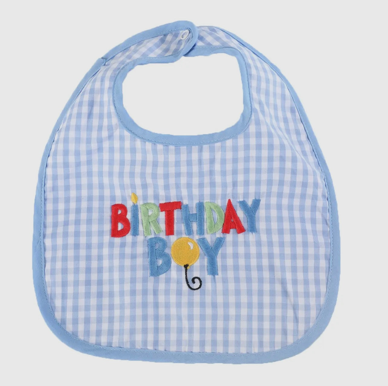 Blue Gingham "Birthday Boy" Bib