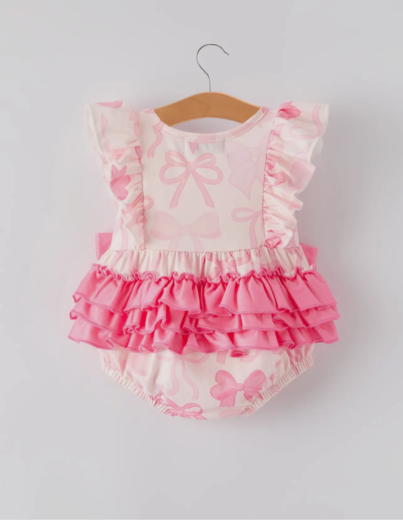 Pink Bow Ruffle Romper