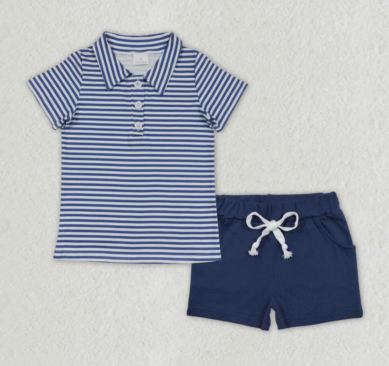 Blue Stripe Polo Set