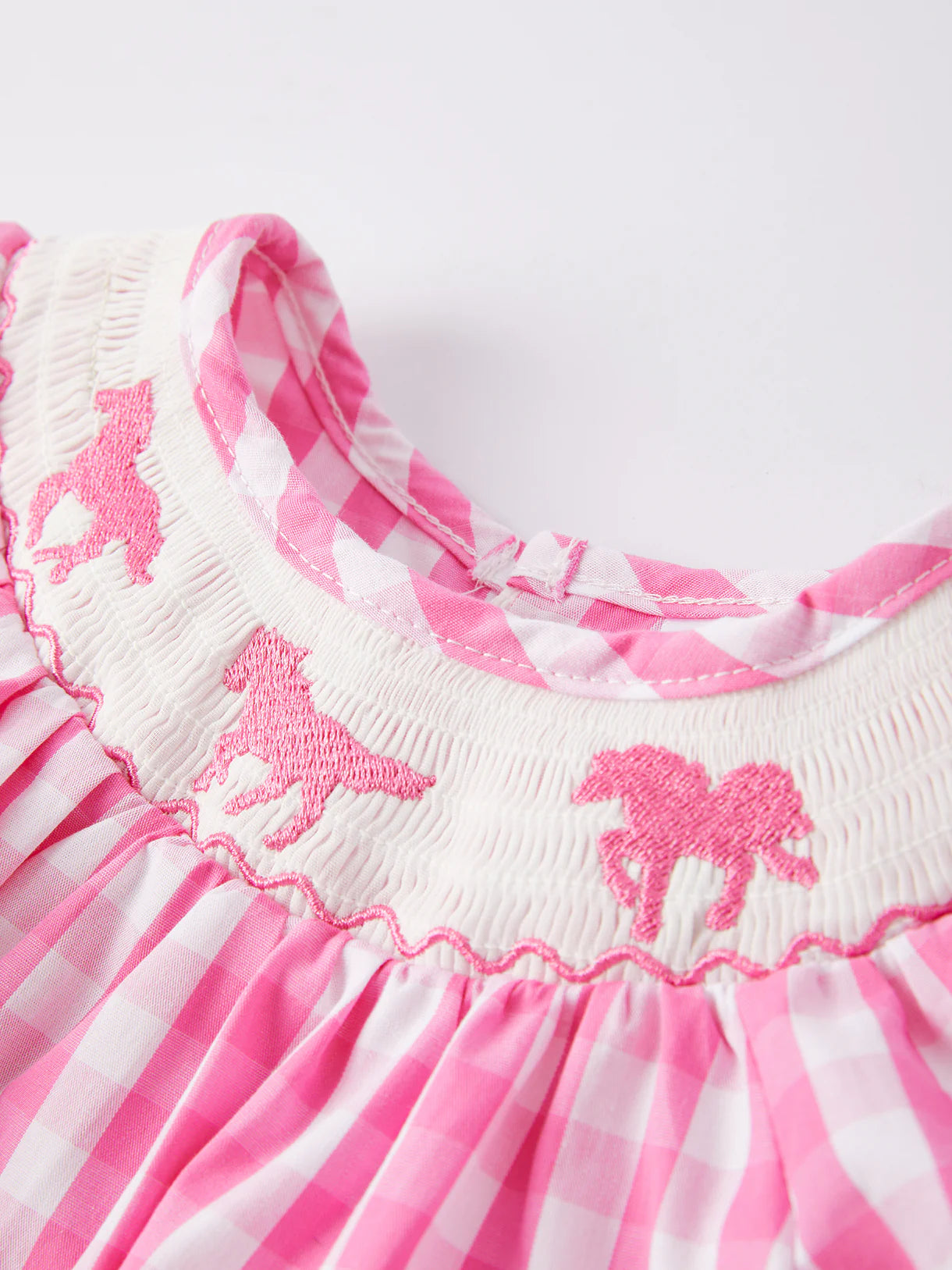 Horse Embroidery Smocking Girls Romper