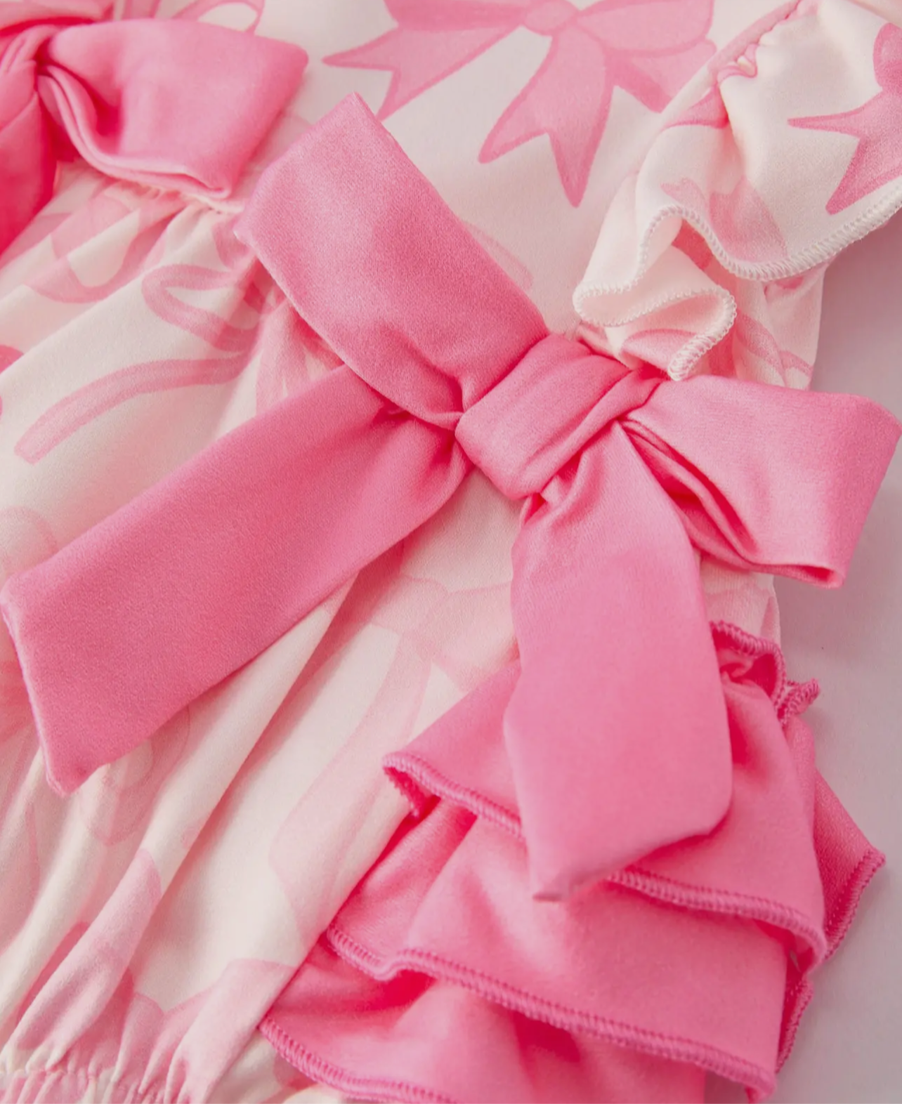 Pink Bow Ruffle Romper