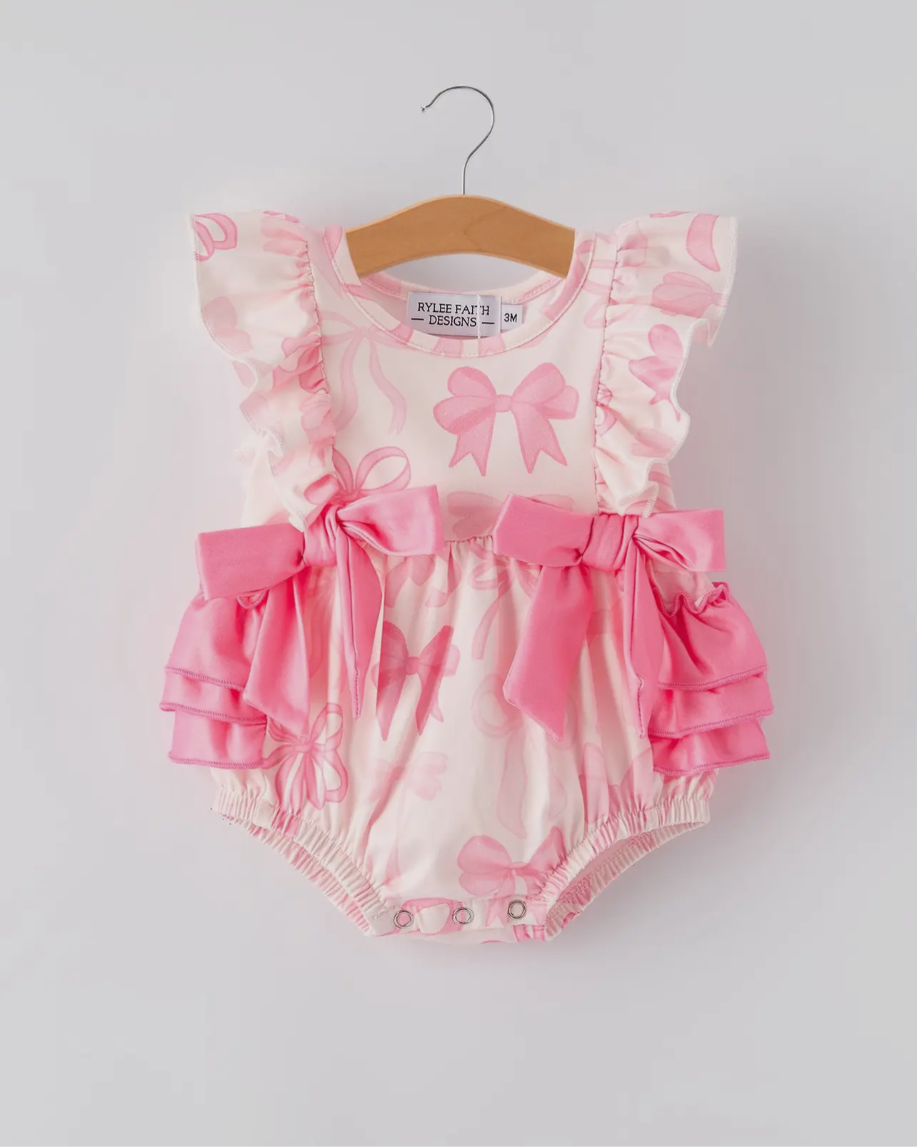 Pink Bow Ruffle Romper