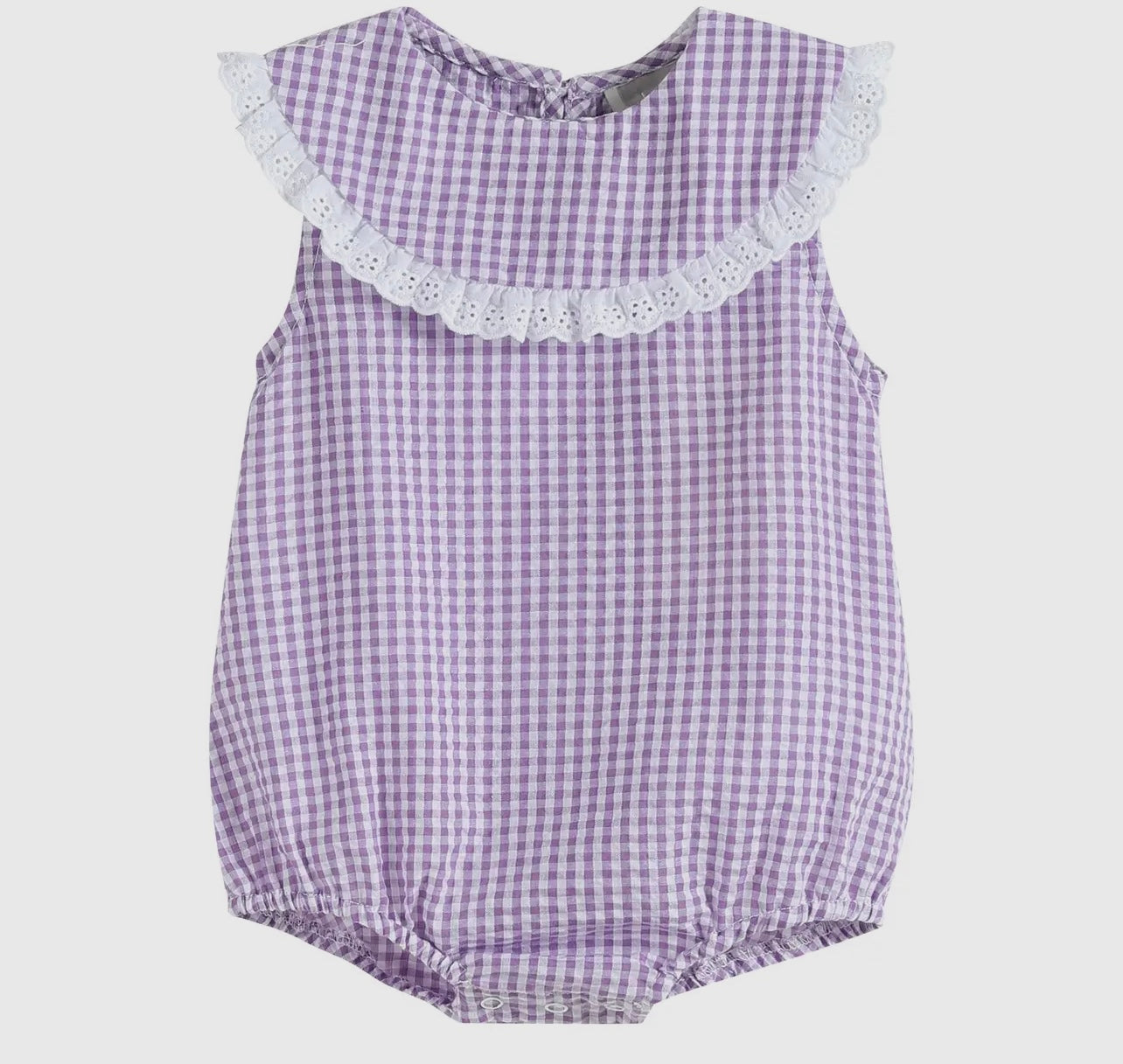 Purple Gingham Baby Bubble Romper