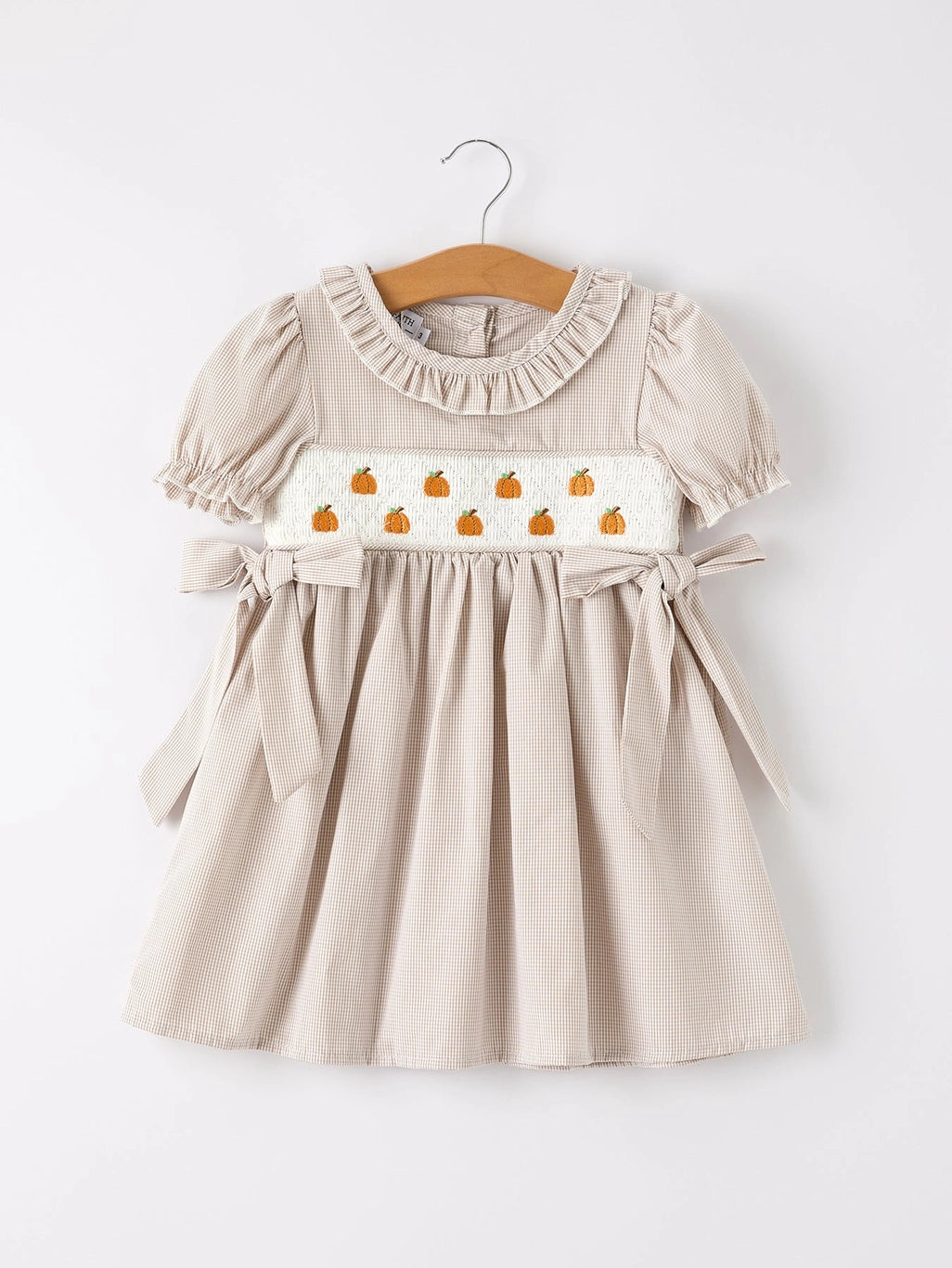 Pumpkin Embroidery Smock Dress