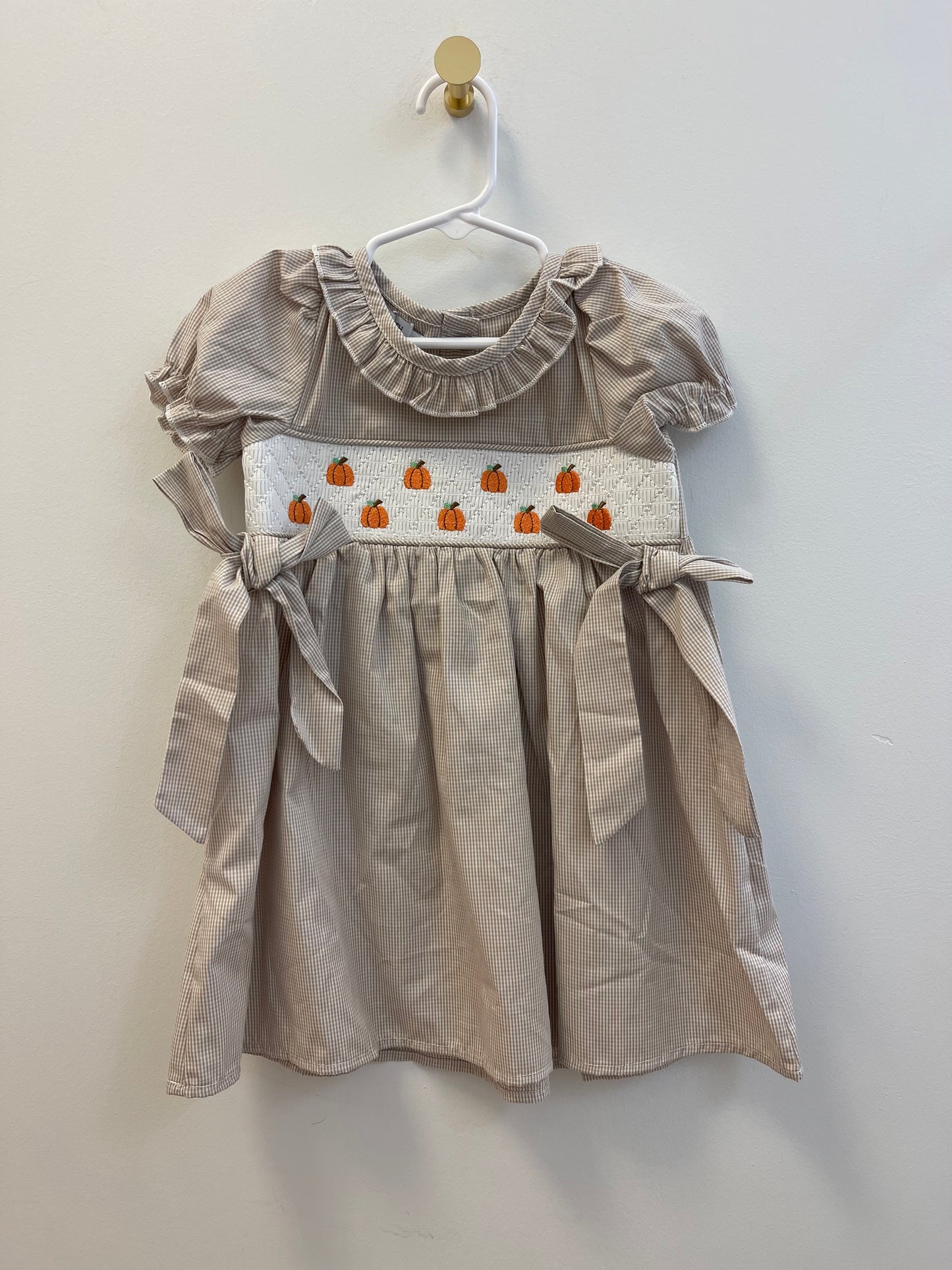 Pumpkin Embroidery Smock Dress