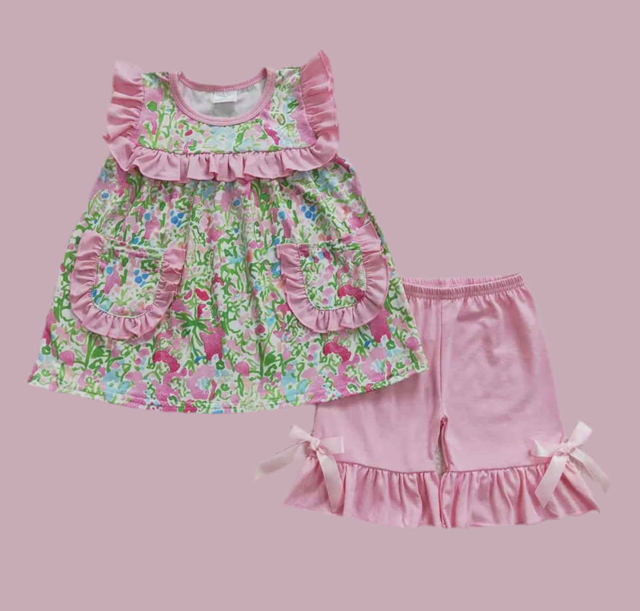 Pink & Green flower set