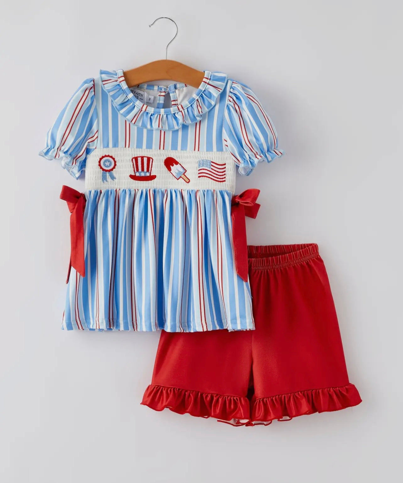 4th of July Girls Embroidered Set