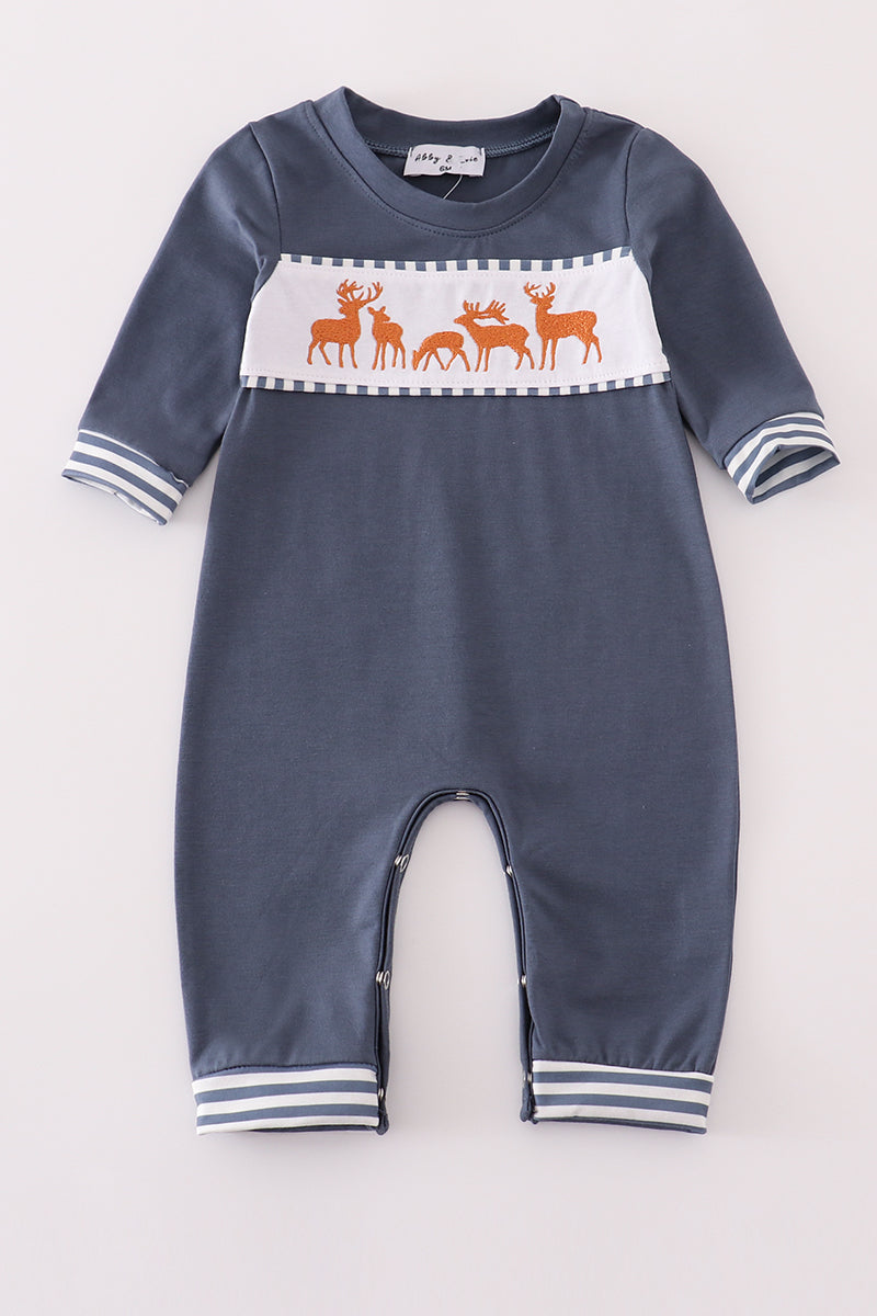 Navy Deer Romper