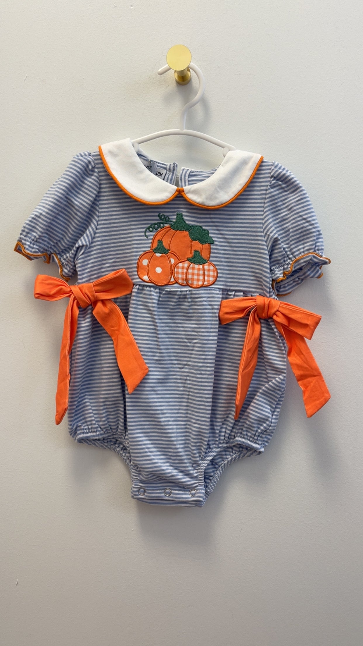 Pumpkin Appliqué Bow Romper