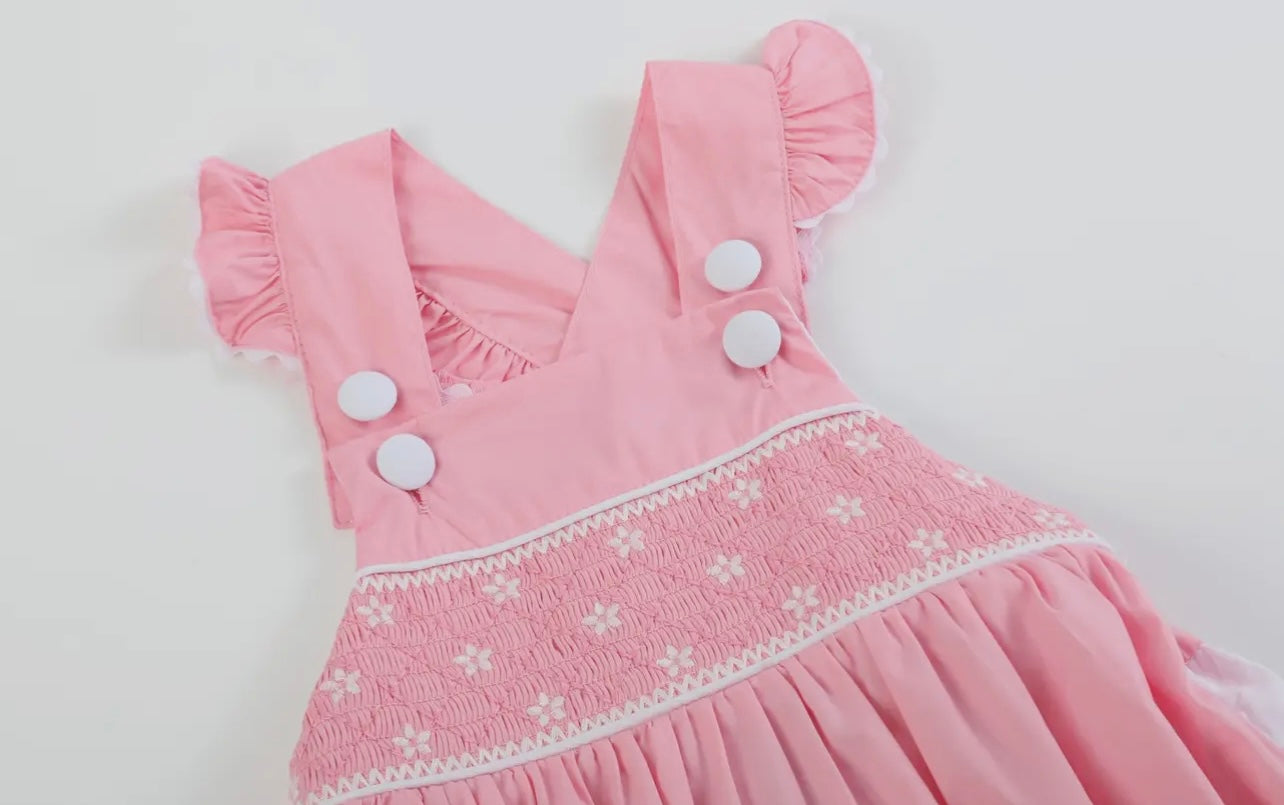 Pink & white ruffle romper