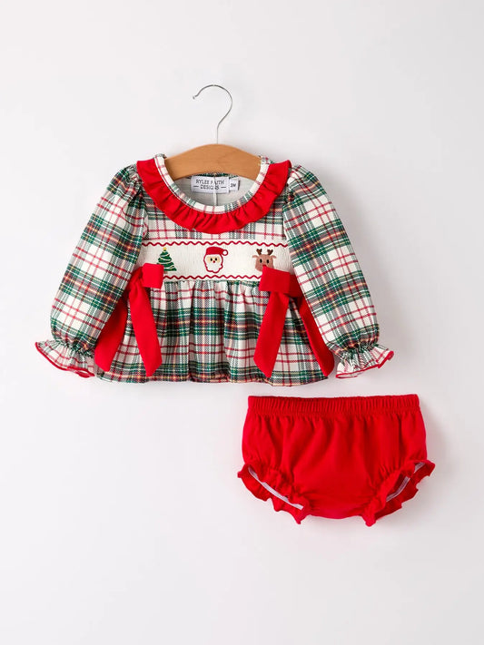 Christmas Plaid Bloomers Set