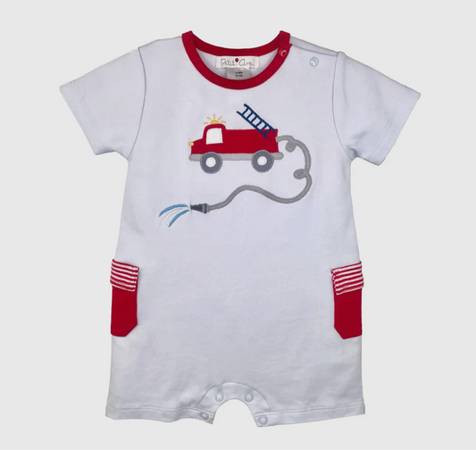 Fire Truck Knit Romper