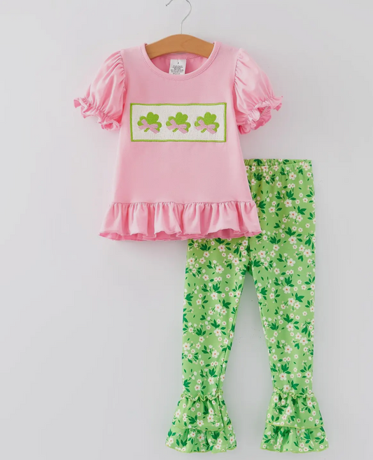 St. Patrick’s pink & green pants set