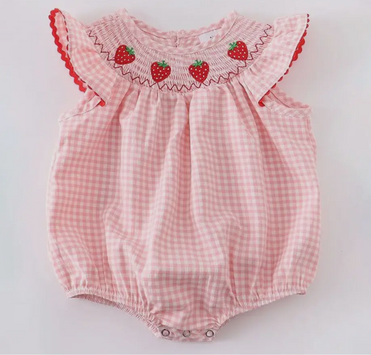 Strawberry Smocked Bubble