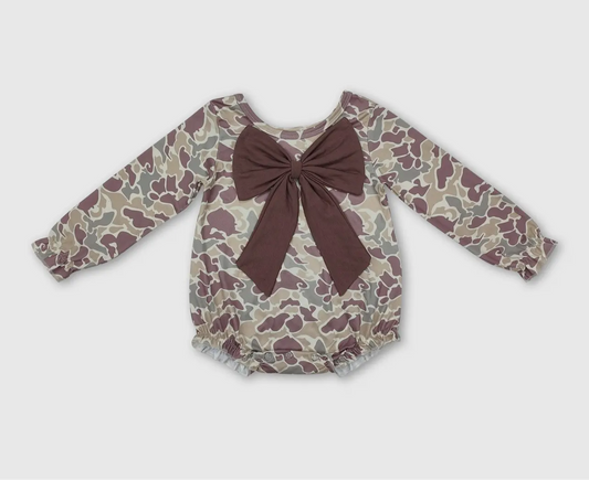Baby Girl Bow Camo Romper