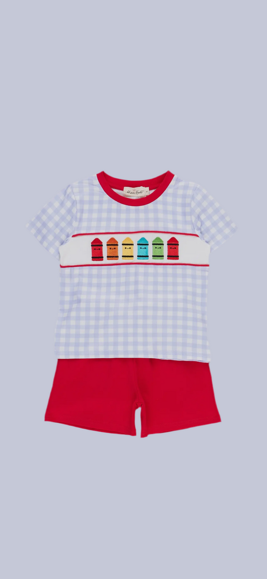 Bright Crayons Smocked Boys Set