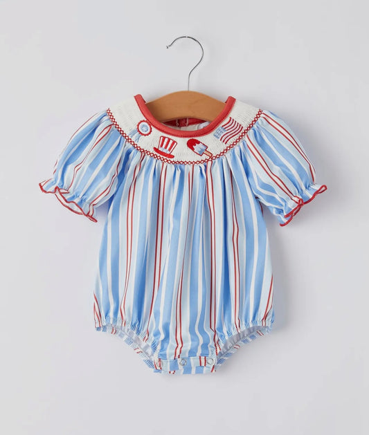 4th of July Embroidered Romper