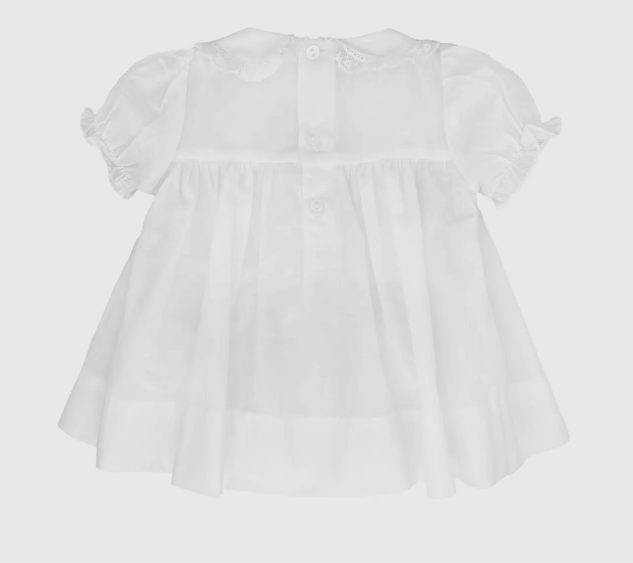 White Smocked Dress with Lace