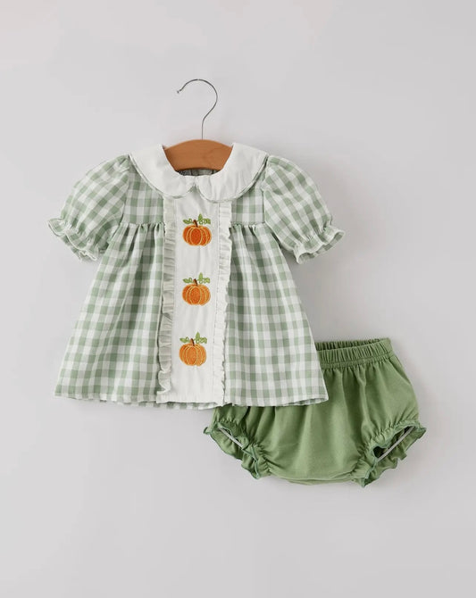 Pumpkin Plaid Bloomers Set