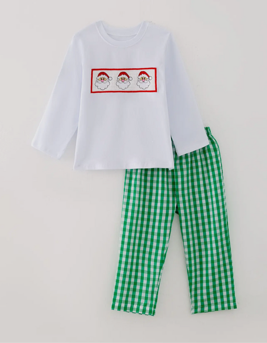 Santa Green Plaid Set