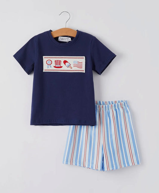 4th of July Embroidery Smock Set