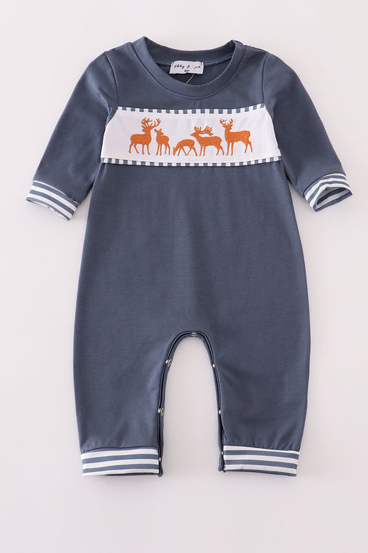 Navy Deer Romper