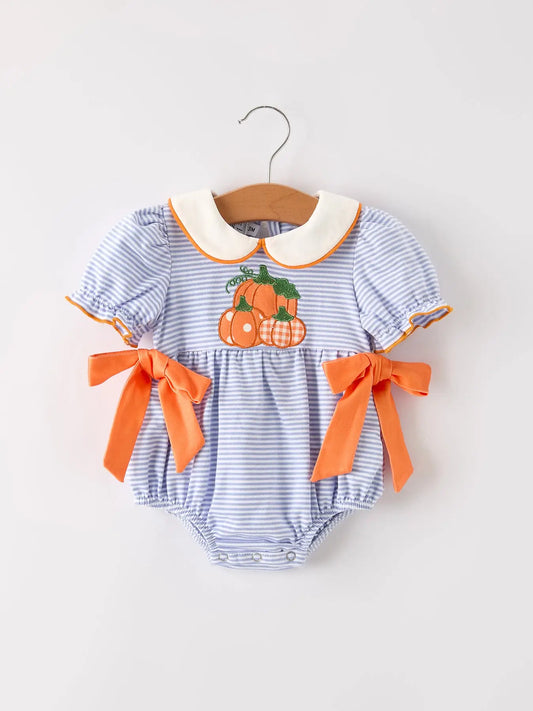 Pumpkin Appliqué Bow Romper